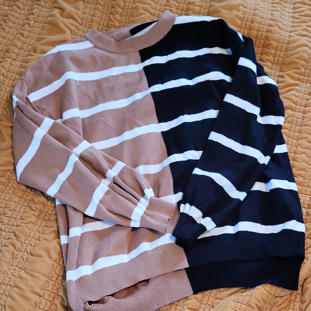 Striped Sweater - Black and Brown